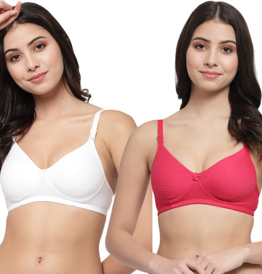 COLLEGE GIRL Detachable Strap Women T-Shirt Lightly Padded Bra(White, Pink)