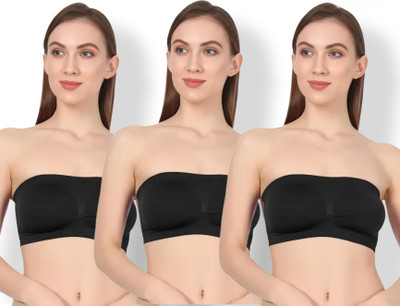 SHOWSTOPPER HUB Women Bandeau/Tube Non Padded Bra(Black)