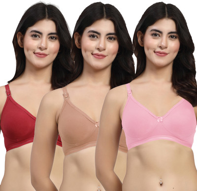 LILY ithsirdMino Women T-Shirt Non Padded Bra(Pink, Maroon, Brown)