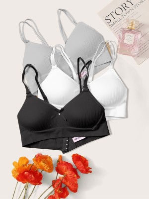 NAGARVEL CREATION 7/309-GRY/WHT/BLK-P03-38 Women Push-up Lightly Padded Bra(Multicolor)