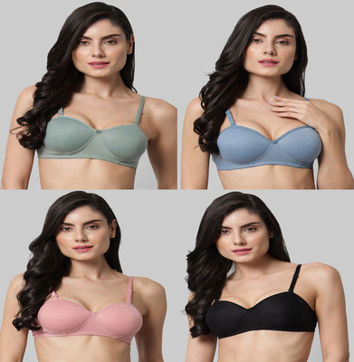 Pearlw Women Balconette Lightly Padded Bra(Multicolor)