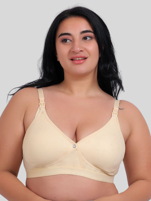 Fabme Plus Size Women Maternity/Nursing Non Padded Bra(Brown)