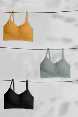 LASSIEGARB Women Cami Bra Lightly Padded Bra(Grey, Yellow, Black)