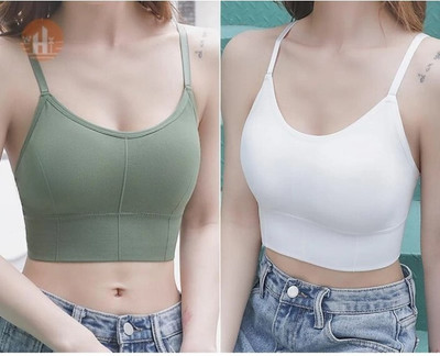 BRANKLY WOMEN SOPRTS LIGHTLY PADDED BRA Women Cami Bra Lightly Padded Bra(White, Green)