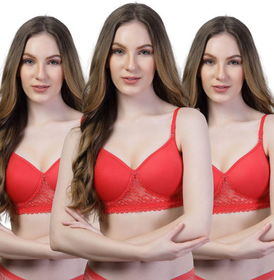 adornstar Pack of 3 Women Full Coverage Non Padded Bra Women Everyday Lightly Padded Bra(Pink)