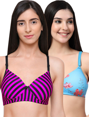 Erican ERPAD Women T-Shirt Lightly Padded Bra(Pink, Blue)