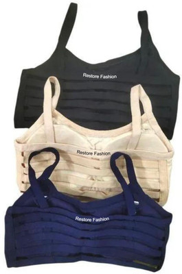 Restore Fashion 071 Women Bralette Lightly Padded Bra(Black, Dark Blue, Beige)