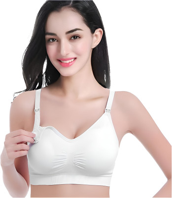 Wave Fashion Seamless Nursing Bra Women Sports Lightly Padded Bra(White)