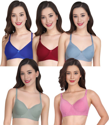 Liigne Women Everyday Padded Bra (Pack Of 5) for T-Shirt Saree Dress Sports Garment Women Full Coverage Lightly Padded Bra(Blue)