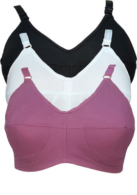 teenager Women Full Coverage Non Padded Bra(Black, White, Purple)
