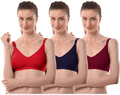 Vanila C Cup Lingerie with PC Interlock Cloth Comfortable Everyday Women Everyday Non Padded Bra(Red, Blue, Maroon)