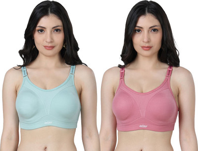 Ladyland Women T-Shirt Non Padded Bra(Green, Orange)