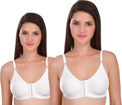 PINKLIT Front Hook Open Women Full Coverage Non Padded Bra(White)