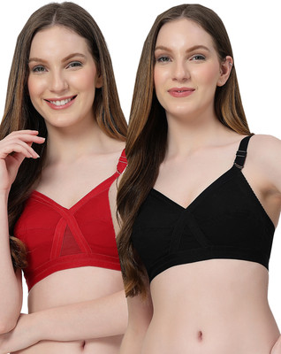 LILY C8811 Women Minimizer Non Padded Bra(Maroon, Black)