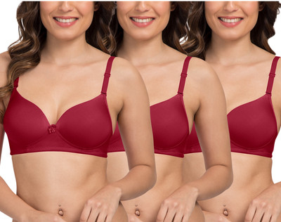 TWEENS Tweens Heavily Padded 3/4th Coverage Semi Push-Up Seamless T-Shirt Bra Women Push-up Heavily Padded Bra(Red)