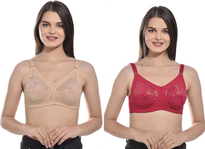 Body Liv Pack of 2 Women Full Coverage Non Padded Bra Women Full Coverage Non Padded Bra(Beige, Multicolor)