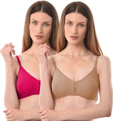 Vanila B Cup Size Comfortable and Supportive Casual Bra (Size 30, Pack of 2) Women Everyday Non Padded Bra(Beige, Maroon)