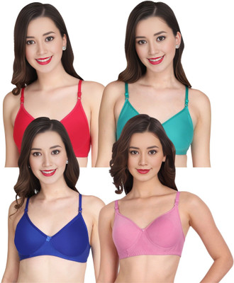 Liigne Women Everyday Non Padded Bra (Pack Of 4) for T-Shirt Saree Dress Sports Garment Women T-Shirt Non Padded Bra(Multicolor)