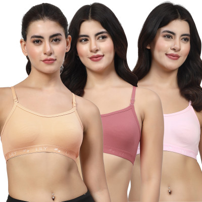 LILY 3321 Women Sports Non Padded Bra(Orange, Maroon, Pink)