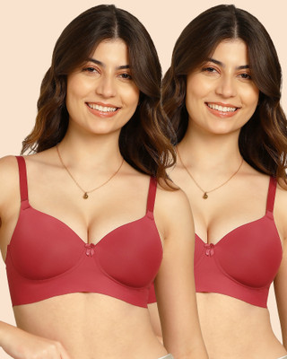 KOMLI Komli Bonded Polyamide Full Coverage Padded Bra Women T-Shirt Lightly Padded Bra(Maroon)