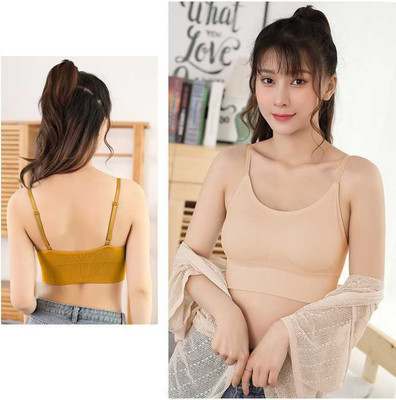 DKOALE Women Cami Bra Lightly Padded Bra(Beige, Yellow)