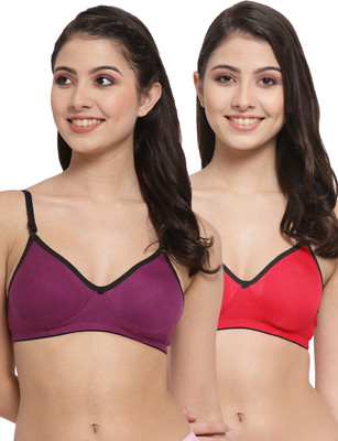 Docare M2Mino Women T-Shirt Non Padded Bra(Purple, Red)