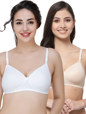 COLLEGE GIRL Hellopad ComboPO2 Women T-Shirt Lightly Padded Bra(White, Beige)
