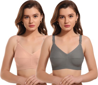 ELINA Women Minimizer Non Padded Bra(Pink, Grey)