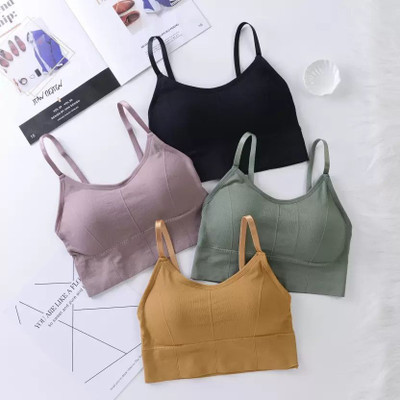 MAHEK CREATIVE Women Cami Bra Lightly Padded Bra(Black, Brown, Green, Yellow)