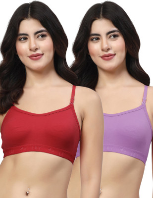 LILY 3321Mino Women Sports Non Padded Bra(Maroon, Purple)