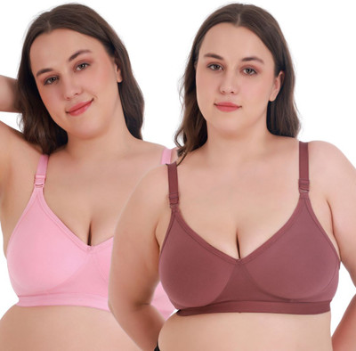 Aimly Women Full Coverage Non Padded Bra(Brown, Pink)