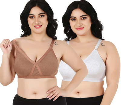 Narsingha Dreams B C D Cup Heavy Bust Plus Size Seamless Minimizer Full Coverage Non-Wired Combo Women Full Coverage Non Padded Bra(Multicolor)