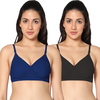 in care Women T-Shirt Non Padded Bra(Blue, Black)