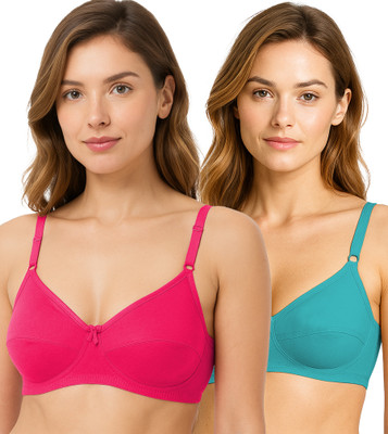 Salsa B-101 Non-Padded Non-Wired Full Coverage T-Shirt Bra Women Everyday Non Padded Bra(Pink, Green)