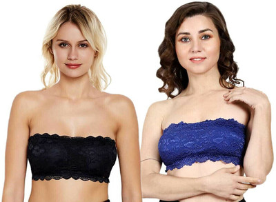 Unique Style Bandeau/Tube Bra for Women Women Bandeau/Tube Lightly Padded Bra(Blue, Black)