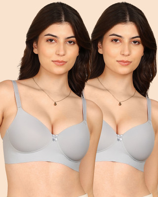 KOMLI Komli Bonded Polyamide Full Coverage Padded Bra Women T-Shirt Lightly Padded Bra(Grey)
