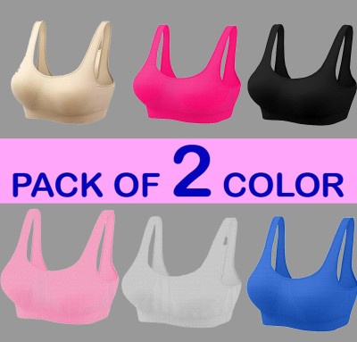 KHANJAN FASHION bandhne wala brand for daily wear commbo policottan ful covareg use daily Women Sports Non Padded Bra(Grey, Pink, Yellow, Blue, Maroon, Red)