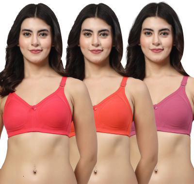 LILY iranos Women Full Coverage Non Padded Bra(Red, Red, Purple)