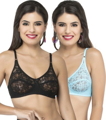 Docare Diamond Women Bralette Non Padded Bra(Blue, Black)