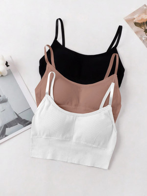 INTIMYTH 646-pink-wht-blk-03-28 Women Cami Bra Lightly Padded Bra(Multicolor)