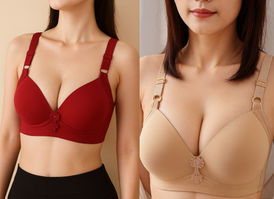 jd fashion Women Everyday Lightly Padded Bra(Red)