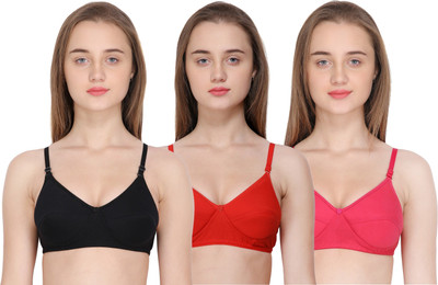 ShopGlobal Women Everyday Heavily Padded Bra(Red, Black, Pink)