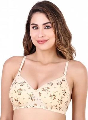 PRARIKSH UNICORN Women's Printed Cotton Blend Lightly Padded Wirefree Bra (Pack of 1, Yellow) Women Full Coverage Lightly Padded Bra(Yellow)