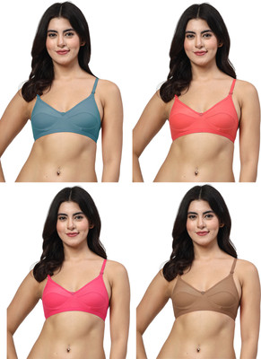 LILY anpas Women Everyday Non Padded Bra(Blue, Red, Beige, Pink)