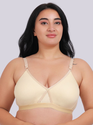 Fabme Plus Size Women Full Coverage Non Padded Bra(Brown)