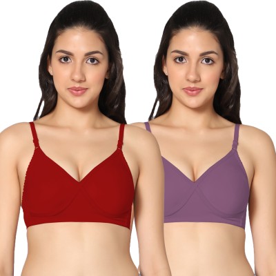 in care Women T-Shirt Non Padded Bra(Red, Purple)