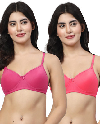 LILY maofcigam Women T-Shirt Heavily Padded Bra(Pink, Red)