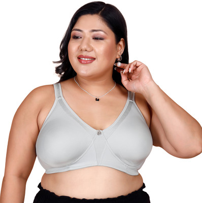 maashie M4418 Women's Side Panel Lace Double Layered Cups High Support Seamless Bra Women Everyday Non Padded Bra(Grey)
