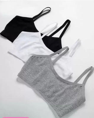 HouseOfCommon Sleep Bra Women Sports Non Padded Bra(Black, Grey, Grey)