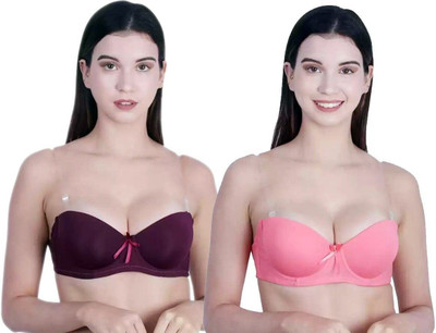 HouseOfCommon Women Balconette Lightly Padded Bra(Purple, Pink)